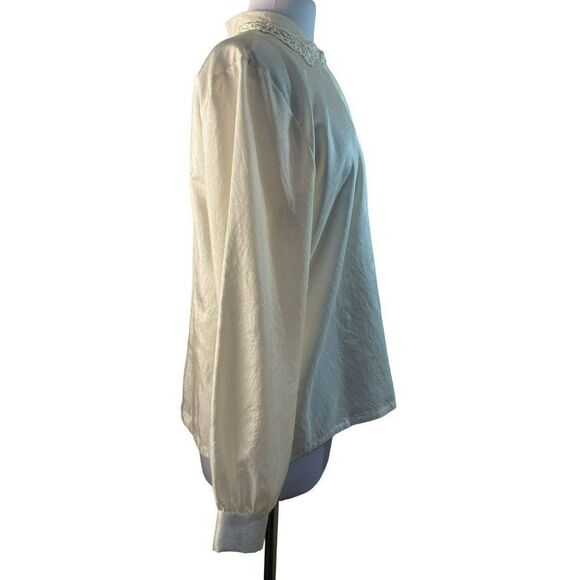 Judy Bond Vintage Lace Collared Blouse Sz 14 Ivory Hidden Button Front USA - Picture 3 of 6